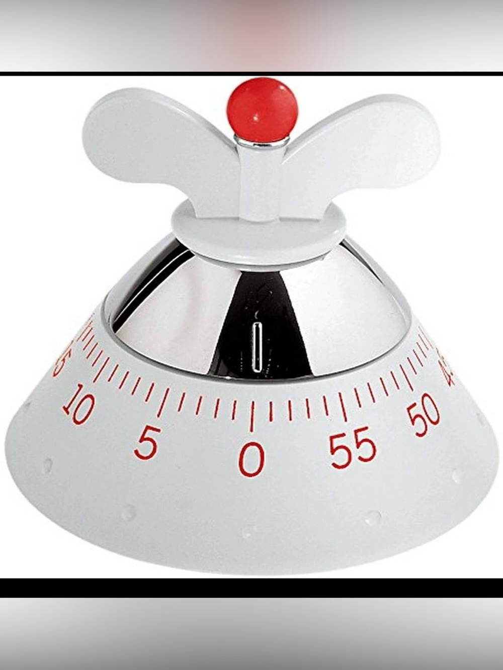Vintage Alessi Mechanical Kitchen Timer by Michael Graves - White & Red Designe